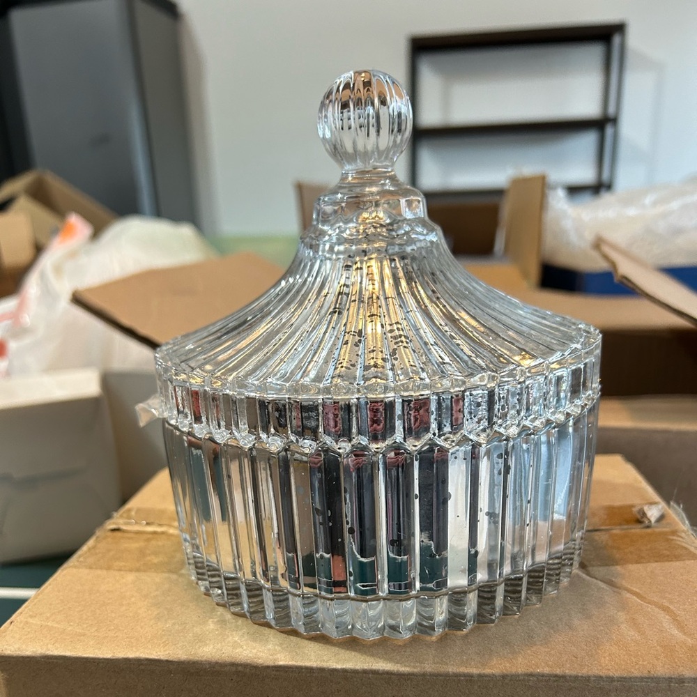 Kringle Express Mercury Glass Trinket Jar with LED Light Strand new